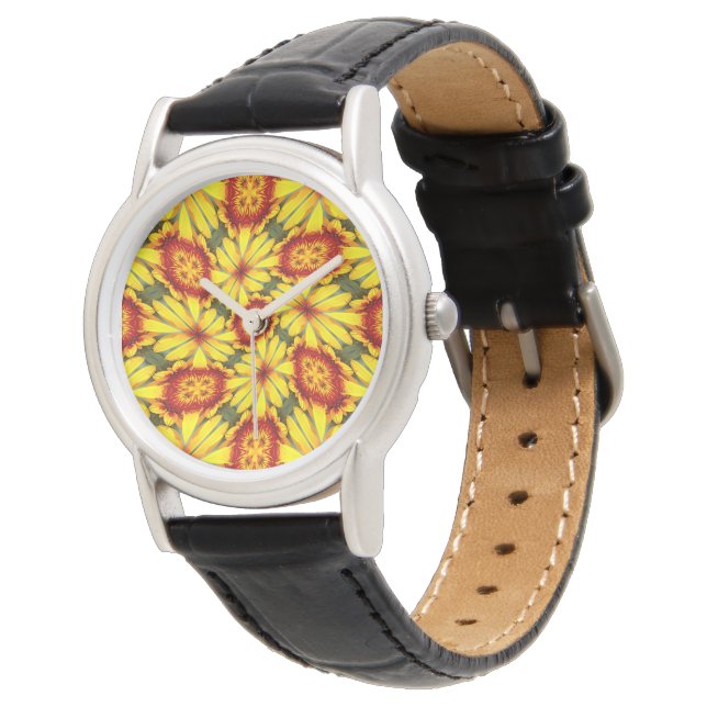 Golden Flowers Mönster Armbandsur (Vinklad)