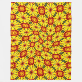 Golden Flowers Mönster Fleecefilt