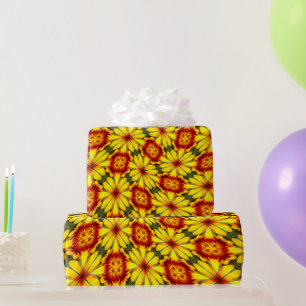 Golden Flowers Mönster Presentpapper