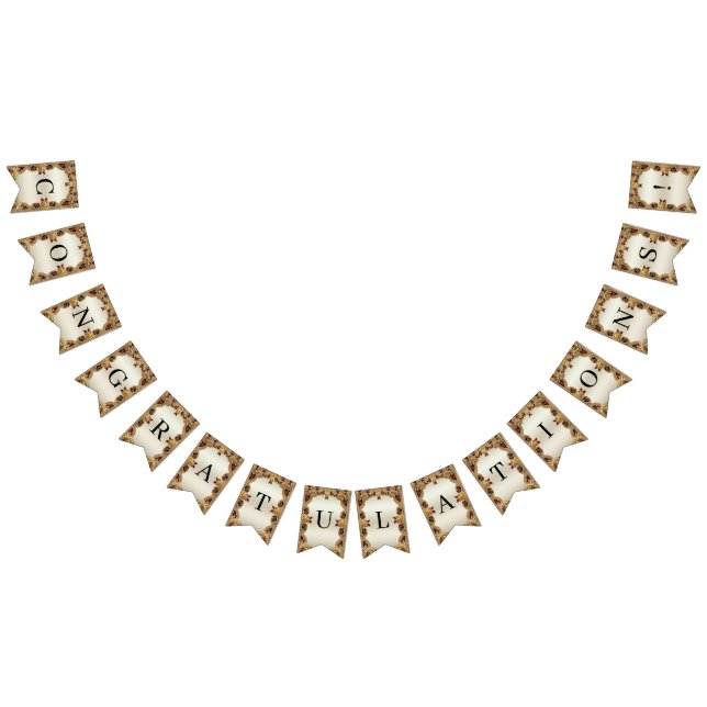 Golden Flowers Red Gemstone Bunting Flagga (Alla)