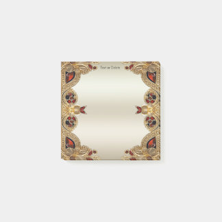 Golden Flowers Red Gemstone Post it Notes Post-it Block