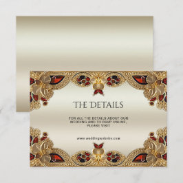 Golden Flowers Red Gemstone Splendor Detail Tilläggskort