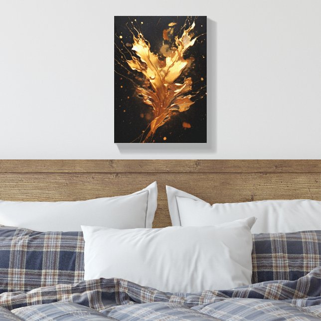 Golden flux metallisk stänk canvastryck (Insitu (sovrum))