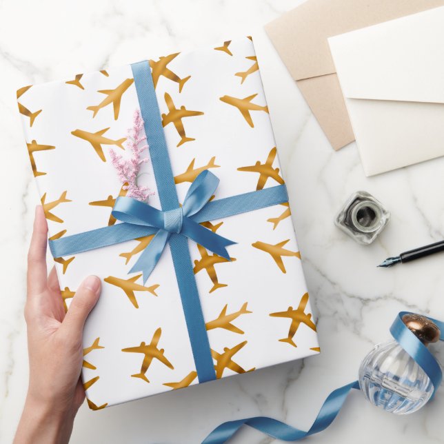 Golden flygplan eller luftfartyg presentpapper (Gifting)