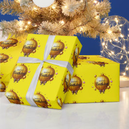 Golden födelsedagsballong presentpapper