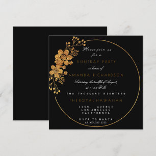 Golden Foil Blommigt Glam Vip Födelsedagsfest Inbjudningar