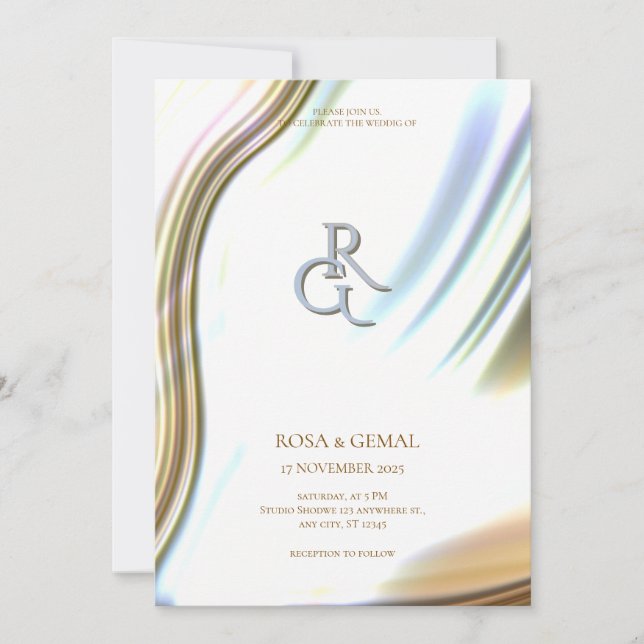 Golden Foil Texture Elegant Wedding Invitation Inbjudningar (Framsida)