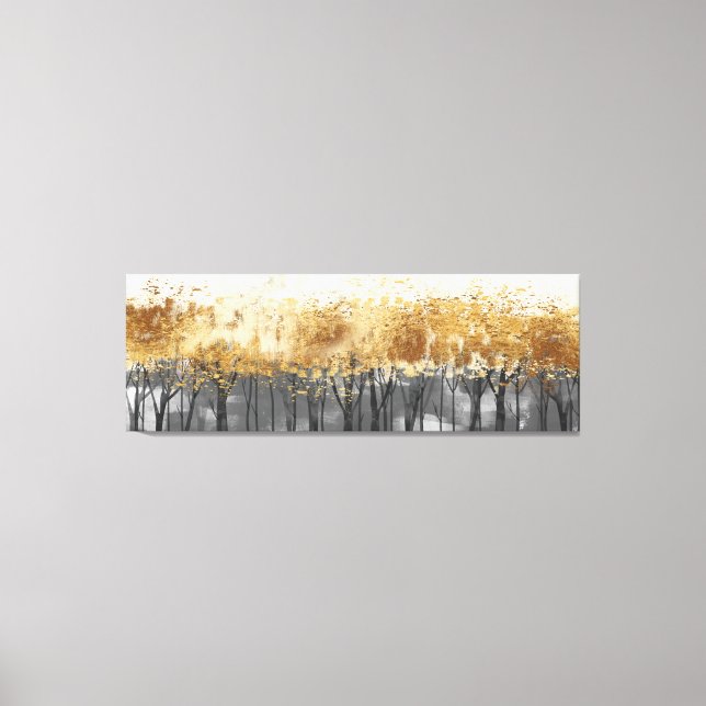Golden Foliage Abstrakt Art Canvastryck (Framsida)