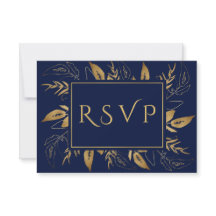 Golden Foliage | Elegant Guld marinblå Bröllop