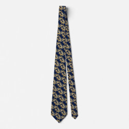Golden Foliage Wandan Navy Blue Bröllop Slips