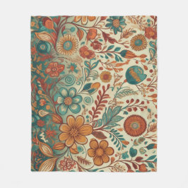 Golden Folk Art Tapestry Fleect Blanket Fleecefilt