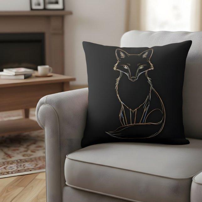 Golden Fox Line Art - Elegant Djurdesign Kudde (Skapare uppladdad)