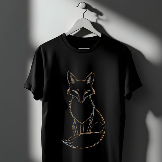 Golden Fox Line Art - Elegant Djurdesign T Shirt (Skapare uppladdad)