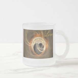 Golden Fractal Heart med Kärlek Mugg