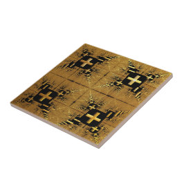 Golden Fractal Kor Ceramic Tile Kakelplatta