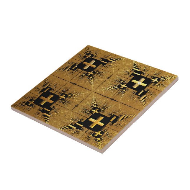 Golden Fractal Kor Ceramic Tile Kakelplatta (Sidan)