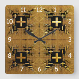 Golden Fractal Kor Fyrkantig Klocka