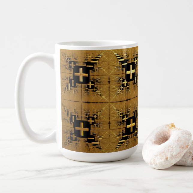 Golden Fractal Kor Kaffemugg (Med munk)