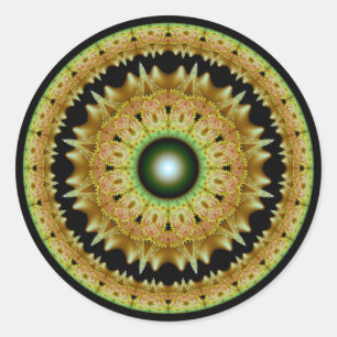 Golden fractal-ornament, klassisk, rund dekal runt klistermärke
