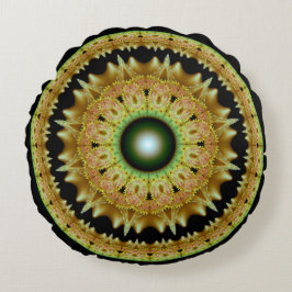 Golden fractal runda mandala rund kudde