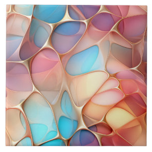 Golden Fractal Voronoi med Rainbow Tint Kakelplatta