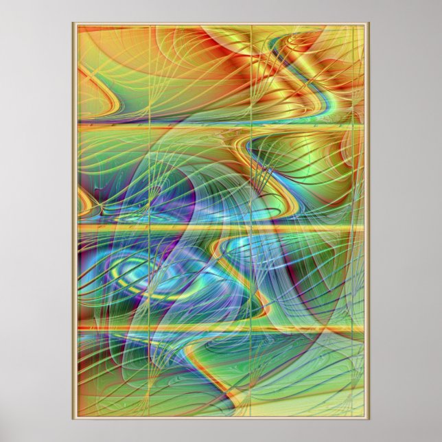 Golden Fractal Wave Poster (Framsidan)