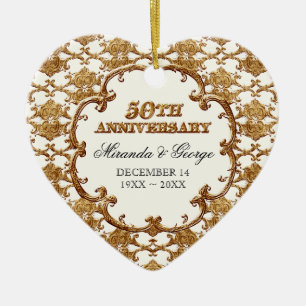 Golden Fransk Swirl Ornament för 50-årsjubileum