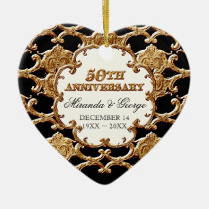 Golden Fransk Swirl Ornament för 50-årsjubileum