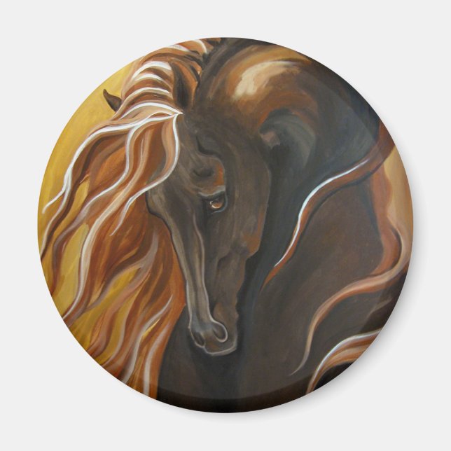 Golden Friesian Horse Magnet (Framsidan)