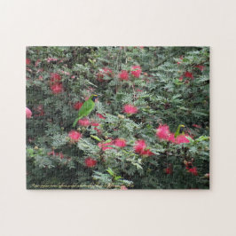 Golden fronted Leafbird Rosa Flowers Photo Natatur Pussel