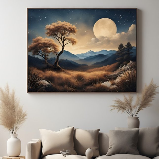 Golden Full Moon Night Poster (Skapare uppladdad)