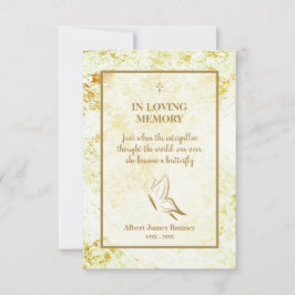 Golden Funeral Butterfly Motivational Quote Anteckningskort