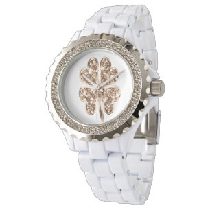 Golden Fyrklöver Elegant Faux Guld Modern Armbandsur