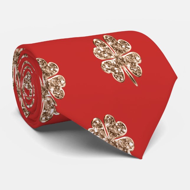 Golden Fyrklövra Lycka till Red och Guld Slips (Rullad)