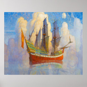 Golden Galleon av Newell Convers Wyeth Poster