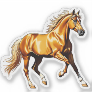 Golden Galloping Horse Sticker Illustration Klistermärken