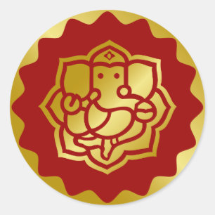 Golden Ganesha Design Runt Klistermärke