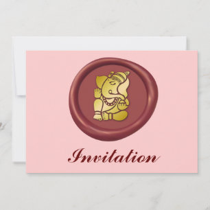 Golden Ganesha på rött Vax Inbjudningar