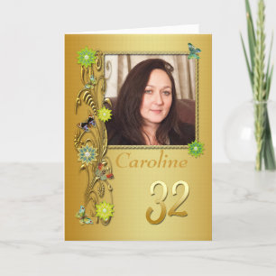 Golden Garden 32:a fotofödelsedagskortet Kort
