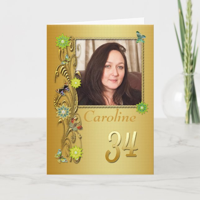 Golden Garden 34:e fotofödelsedagskortet Kort (Framsida)