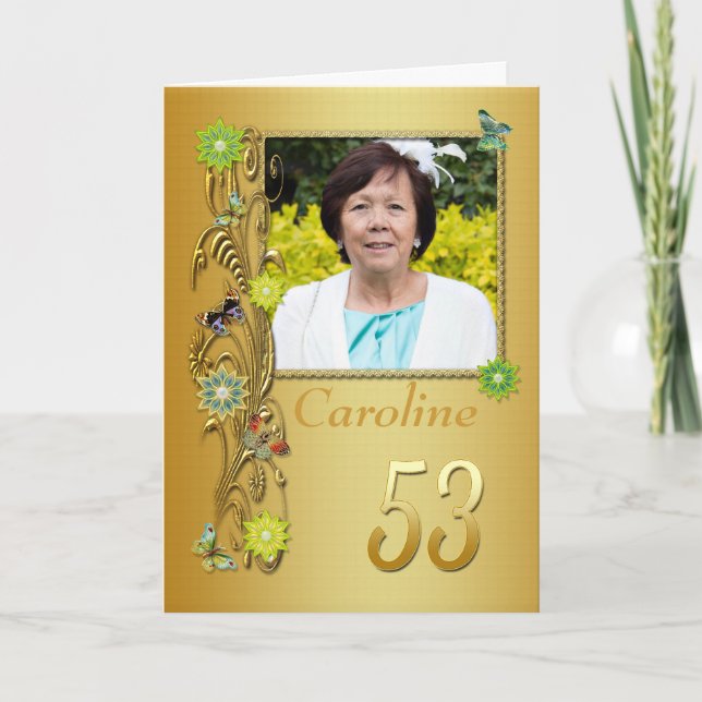 Golden Garden 53:e fotofödelsedagskort Kort (Framsida)