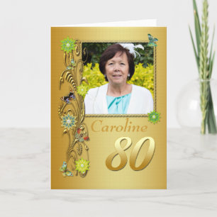 Golden Garden 80:e fotofödelsedagskort Kort
