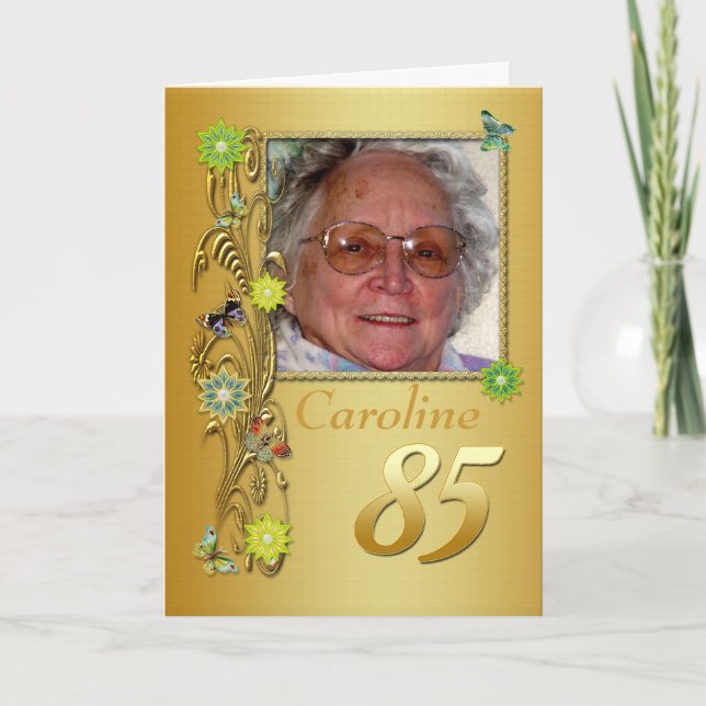 Golden Garden 85:e fotofödelsedagskort Kort (Framsida)