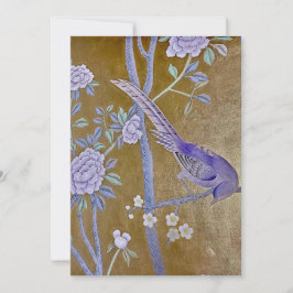 Golden Garden Chinoiserie med Lila Bird & Peony Julkort