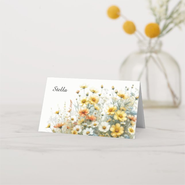 Golden Garden Flowers Bord Place Card Placeringskort (Framsida)