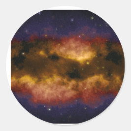 Golden Gas Cloud Nebula med stjärnor Runt Klistermärke