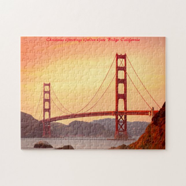 Golden Gate Bridge Kalifornien. Julhälsningar Pussel (Horisontell)