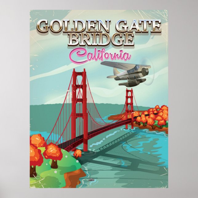 Golden Gate Bridge Kalifornien resekartong Poster (Framsidan)