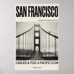 Golden Gate Bridge Konsttryck Dimma San Francisco Poster