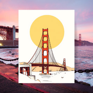 Golden Gate Bridge Minimalistisk San Francisco Vykort